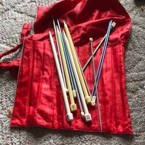 Colorful Knitting Needles with Red Case